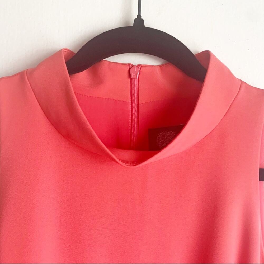 Vince Camuto Laguna Crepe Halter Mock Neck High Low Sleeveless Dress Coral NWT 8 - Picture 2 of 13